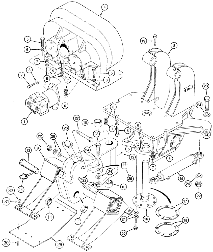 Схема запчастей Case 960 - (09-49) - MOUNTING PLOW MOTOR, GEARBOX AND BLADE (09) - CHASSIS