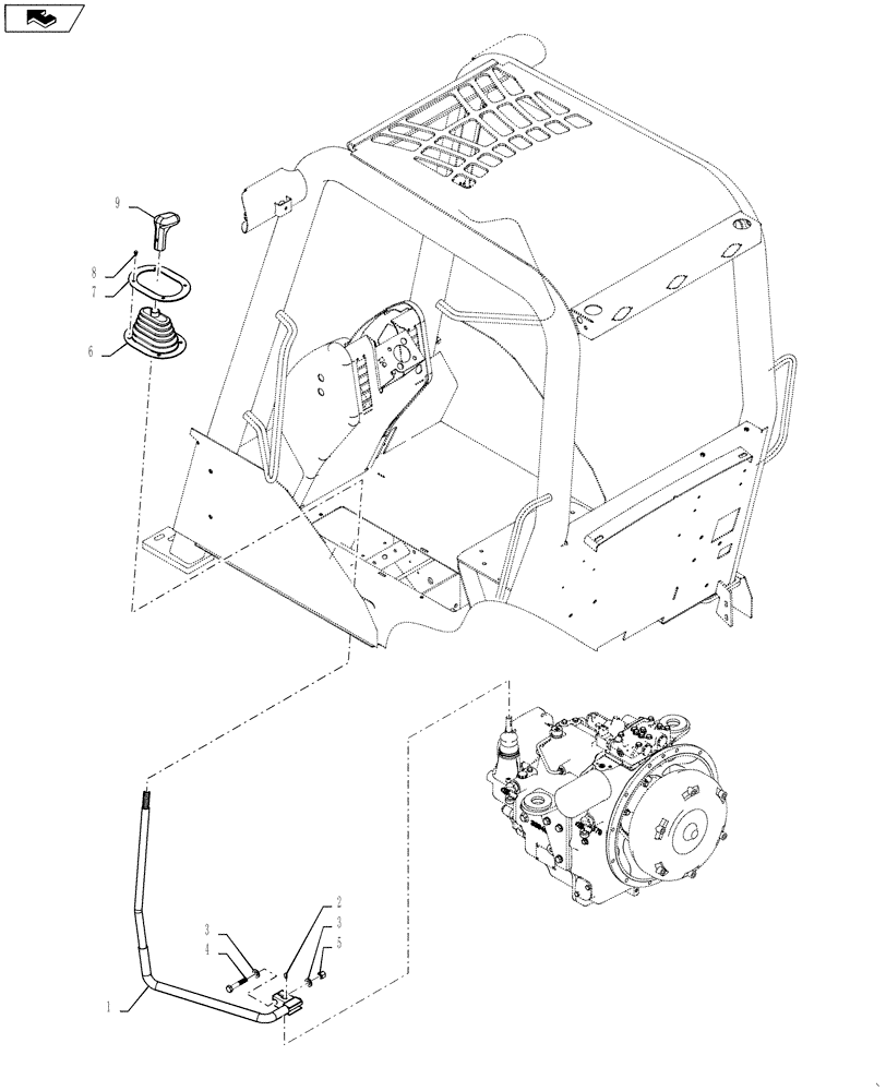 Схема запчастей Case 586H - (21.133.01) - TRANSMISSION, SHIFT LEVER INSTALLATION (21) - TRANSMISSION