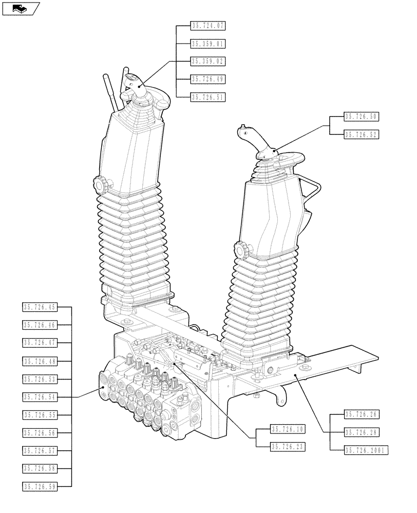 Схема запчастей Case 580SN WT - (00.000.35[04]) - PICTORIAL INDEX - HYDRAULIC SYSTEM (00) - GENERAL & PICTORIAL INDEX
