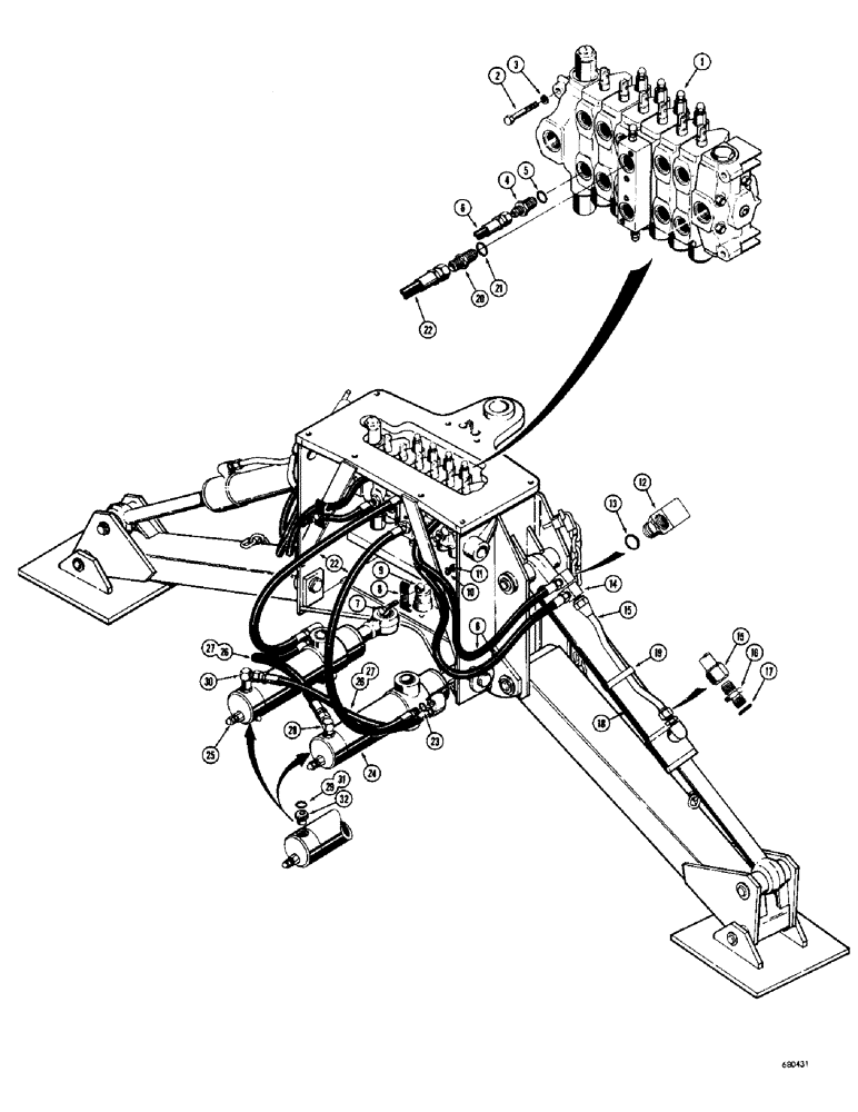 Схема запчастей Case 34 - (078) - SWING & STABILIZER CYLINDER HYDRAULICS,USED ON BACKHOE SN 1222951 & AFT,STBLZR CYL HYD,SWING CYL HYD 