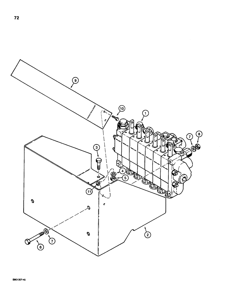 Схема запчастей Case D100 - (8-072) - BACKHOE CONTROL TOWER, USED ON 1835C, 1840, AND 1845C UNI-LOADER W/ KONTAK VALVE 