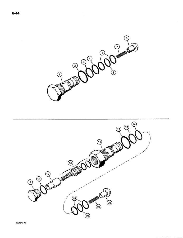 Схема запчастей Case W20C - (8-44) - VALVE COMPONENTS (08) - HYDRAULICS