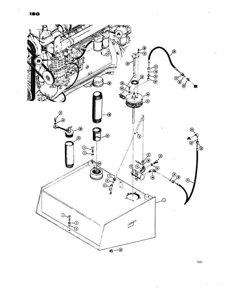Схема запчастей Case W24B - (160) - FUEL TANK AND RELATED PARTS (03) - FUEL SYSTEM