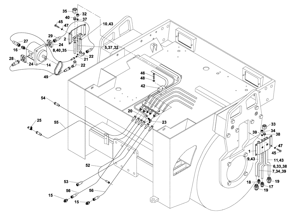 Схема запчастей Case DV204 - (10-315/4[02]) - HYDRAULIC CIRCUIT - REAR FRAME (07) - HYDRAULIC SYSTEM