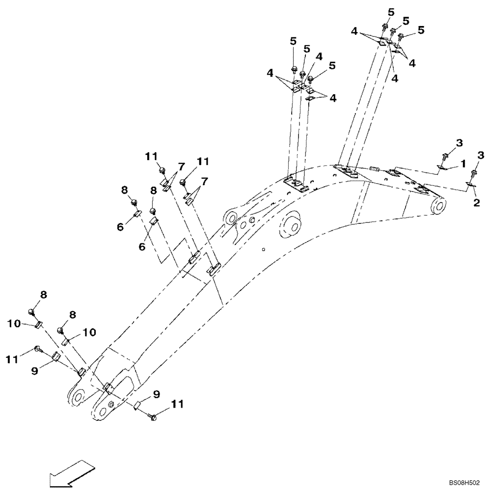 Схема запчастей Case CX470B - (09-18) - CLAMPS - BOOM (09) - CHASSIS