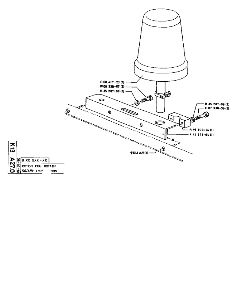 Схема запчастей Case 90BCL - (357) - ROTARY LIGHT OPTION (06) - ELECTRICAL SYSTEMS