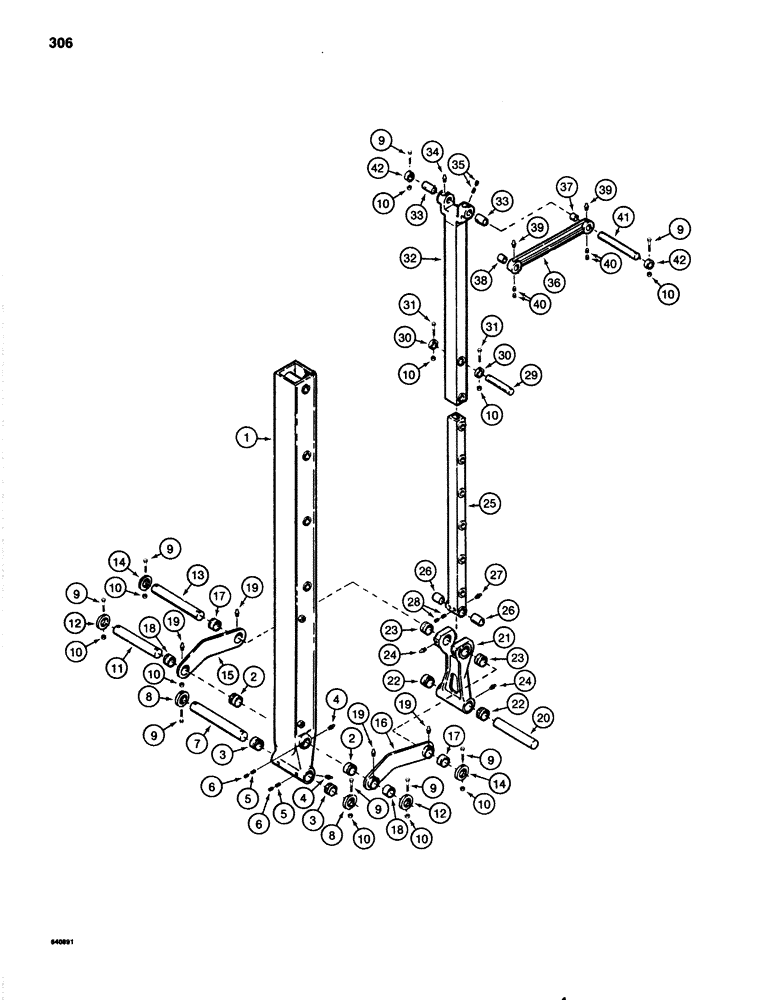 Схема запчастей Case 1080 - (306) - Y BOOM ARM EXTENSIONS AND TOOL ATTACHMENT (84) - BOOMS, DIPPERS & BUCKETS