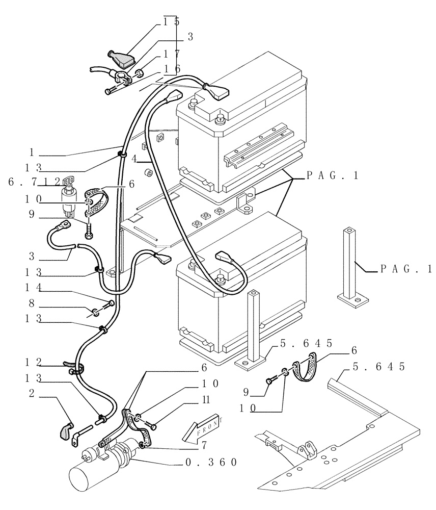 Схема запчастей Case 1850K - (6.701[02]) - BATTERY - SEAT AND SUPPORT Electrical System / Decals