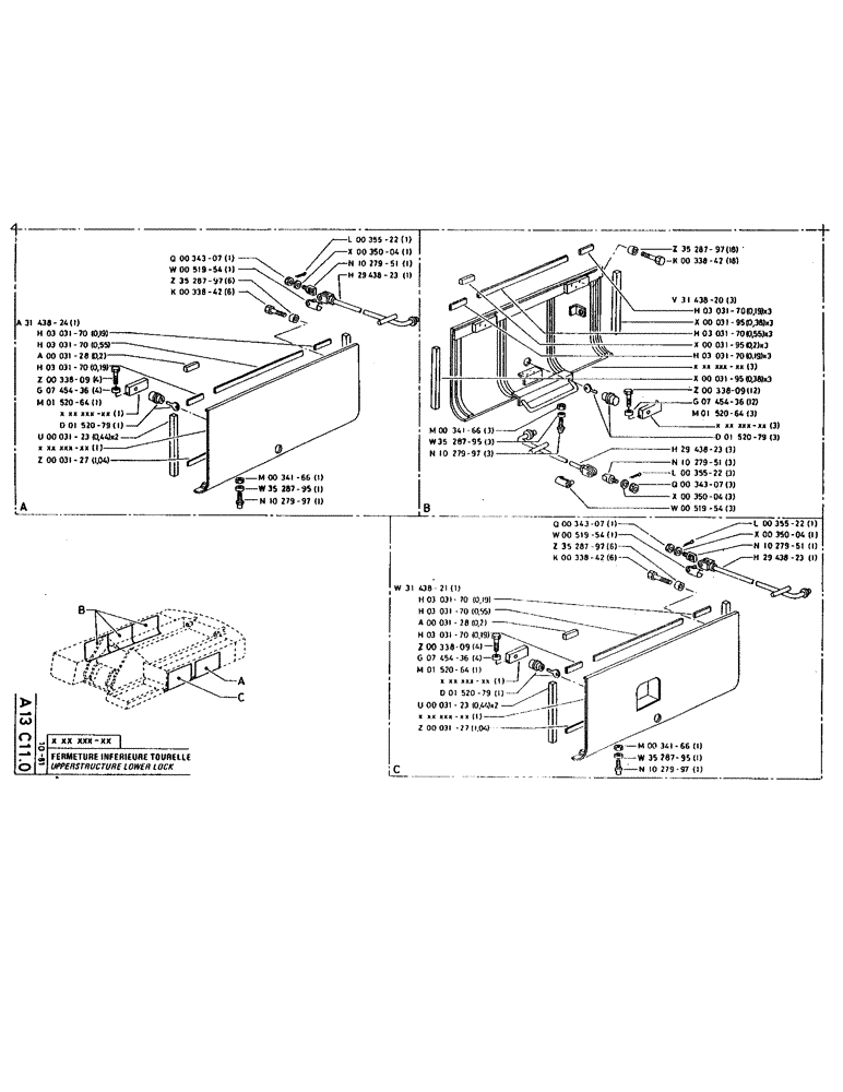 Схема запчастей Case 220 - (B-010) - UPPERSTRUCTURE LOWER LOCK (05) - UPPERSTRUCTURE CHASSIS