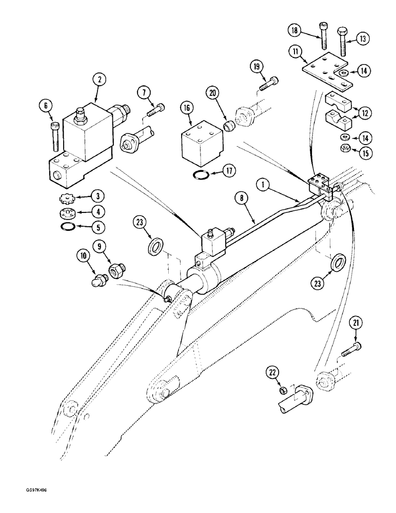 Схема запчастей Case 170C - (8-084) - ARM CYLINDER CIRCUIT, TUBES AT CYLINDER, UNITS WITH CRANING VALVE (08) - HYDRAULICS