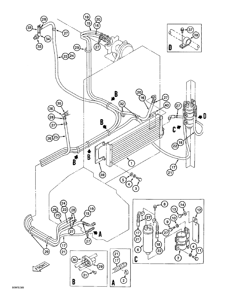 Схема запчастей Case 9010B - (9-074) - AIR CONDITIONER WITH HEATER AND HOSES (09) - CHASSIS