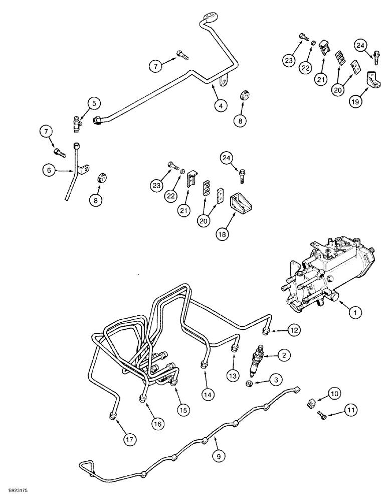 Схема запчастей Case 9030 - (3-08) - FUEL INJECTION SYSTEM, 6T-590 ENGINE (03) - FUEL SYSTEM