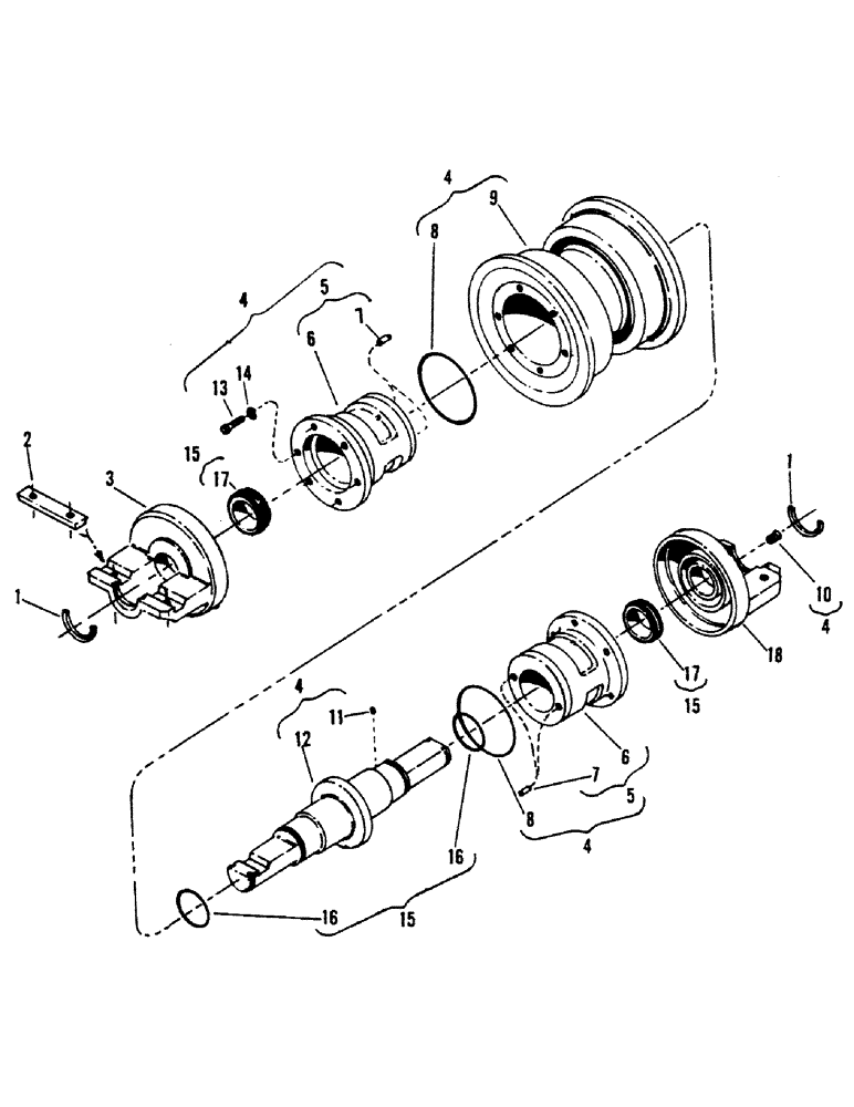 Схема запчастей Case 40BLC - (020) - SINGLE FLANGE TRACK ROLLER, TYPE C (04) - UNDERCARRIAGE