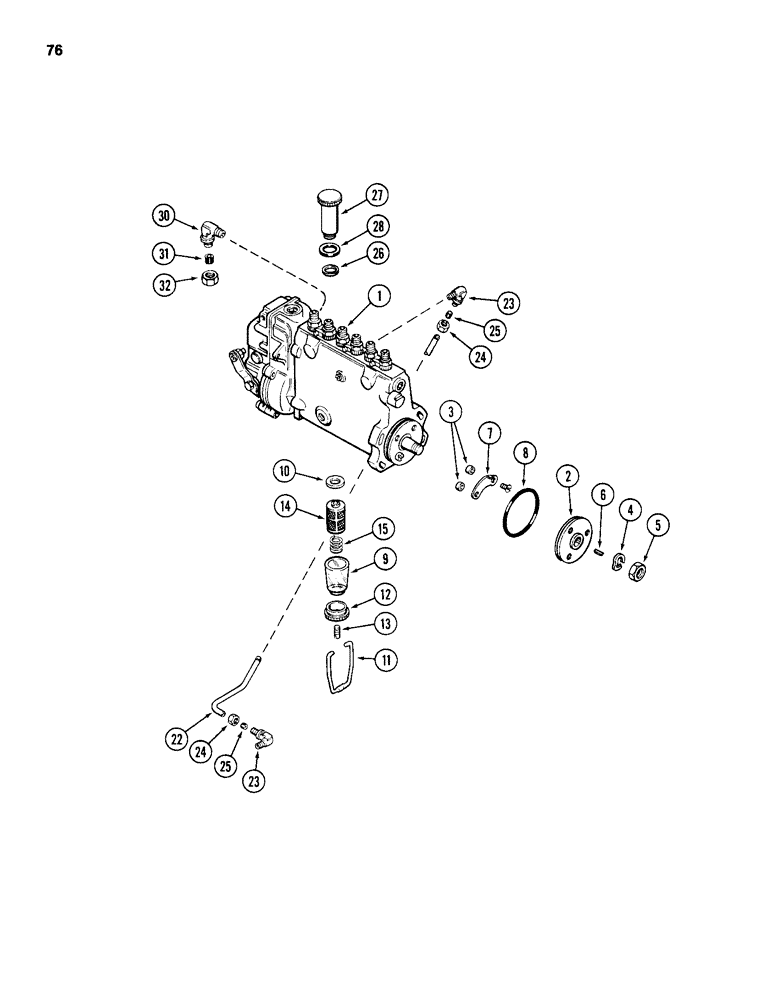 Схема запчастей Case 1150D - (076) - FUEL INJECTION PUMP (03) - FUEL SYSTEM