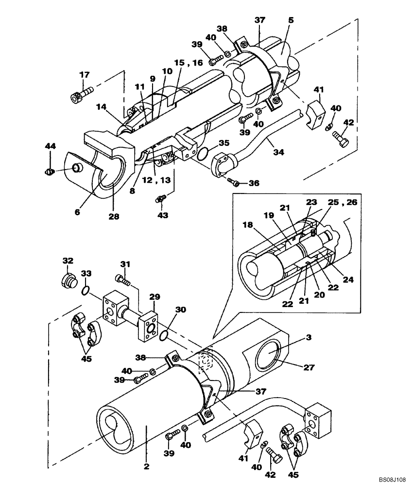 Схема запчастей Case CX800B - (08-74) - BUCKET CYLINDER - BOOM (7.25 M) - ARM (3.00 M) (08) - HYDRAULICS