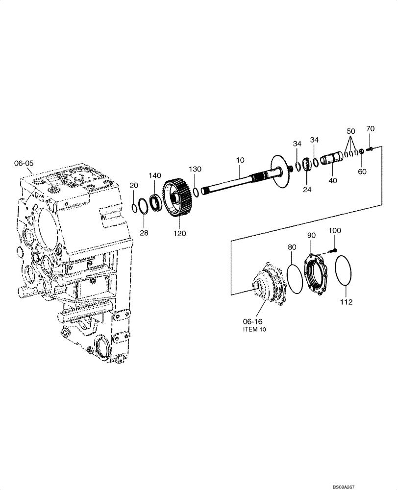 Схема запчастей Case 1221E - (06-11[01]) - TRANSMISSION - POWER TAKE OFF (A) (11LH-01100) (10) (06) - POWER TRAIN