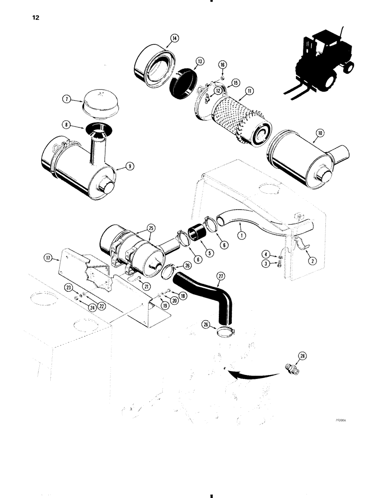 Схема запчастей Case 584C - (012) - AIR CLEANER AND CONNECTIONS (10) - ENGINE