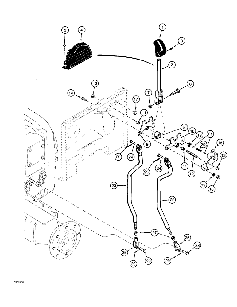 Схема запчастей Case 590 - (6-26) - TRANSAXLE SHIFT LEVER (06) - POWER TRAIN