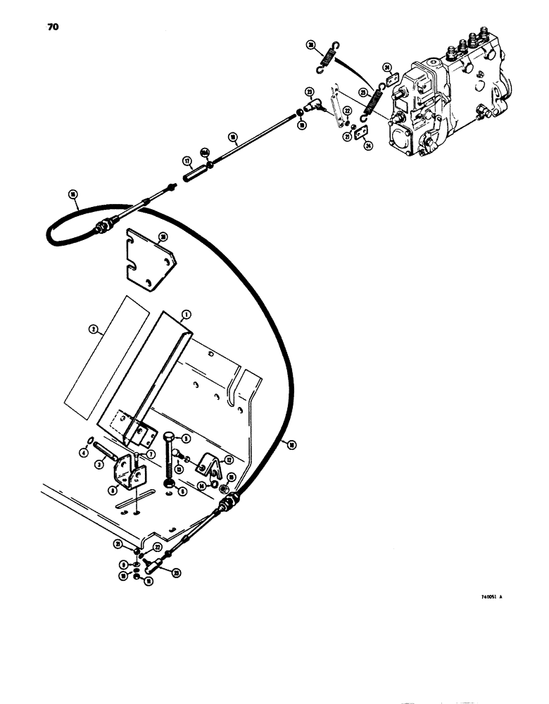Схема запчастей Case 680E - (070) - FOOT THROTTLE CONTROL (10) - ENGINE