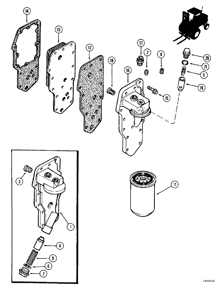 Схема запчастей Case 584E - (2-22) - OIL FILTER AND COOLER, PRIOR TO P.I.N. JJG0251722, 4-390 EMISSIONS CERTIFIED ENGINE (02) - ENGINE
