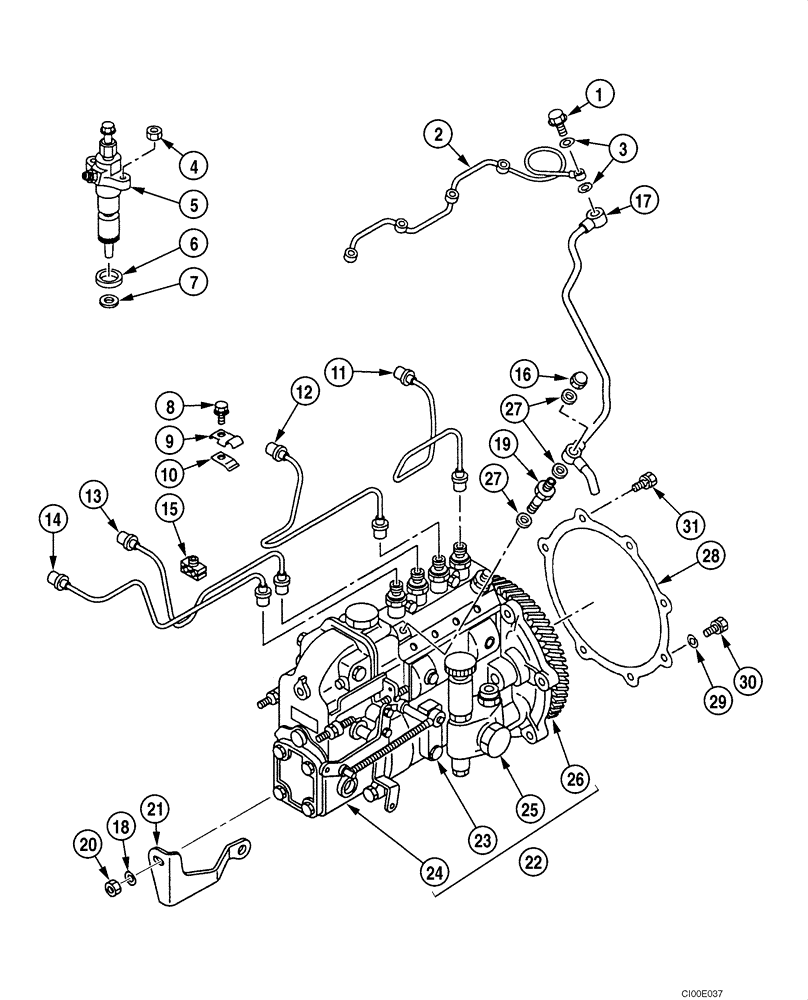 Схема запчастей Case CX135SR - (03-05) - FUEL INJECTION PUMP - DRIVE (03) - FUEL SYSTEM