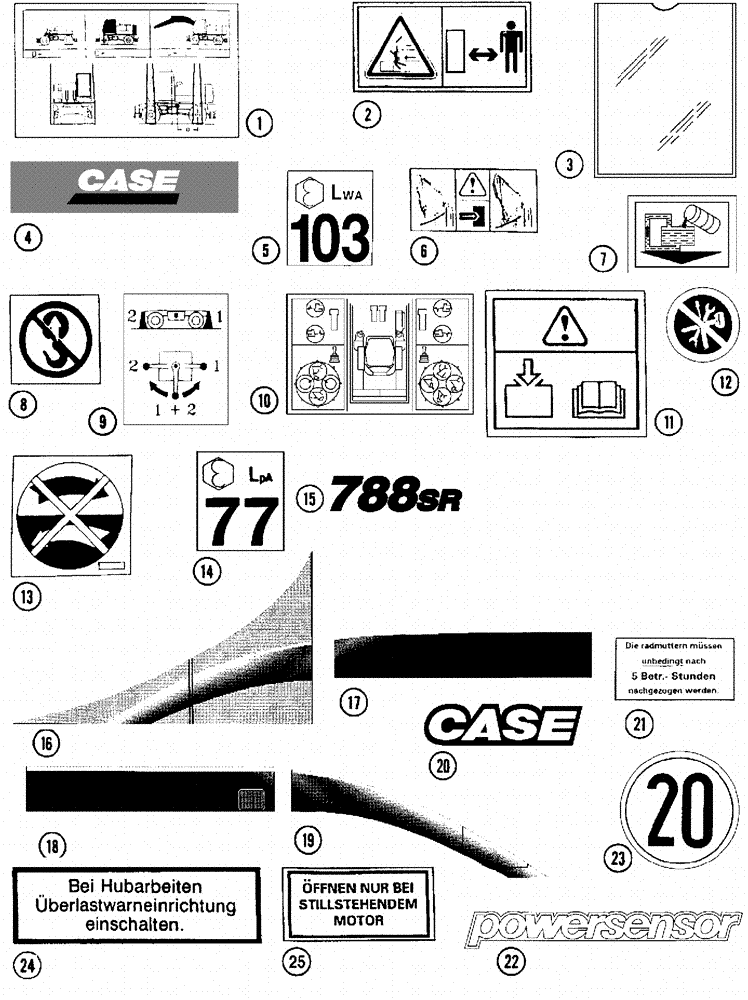 Схема запчастей Case 788 - (09F-04) - DECALS 788PSU (05.1) - UPPERSTRUCTURE CHASSIS/ATTACHMENTS