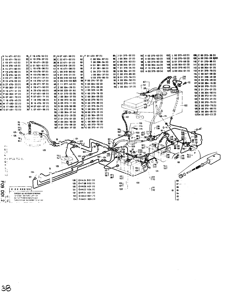 Схема запчастей Case SC150 - (038) - GENERAL RETURN CIRCUIT 