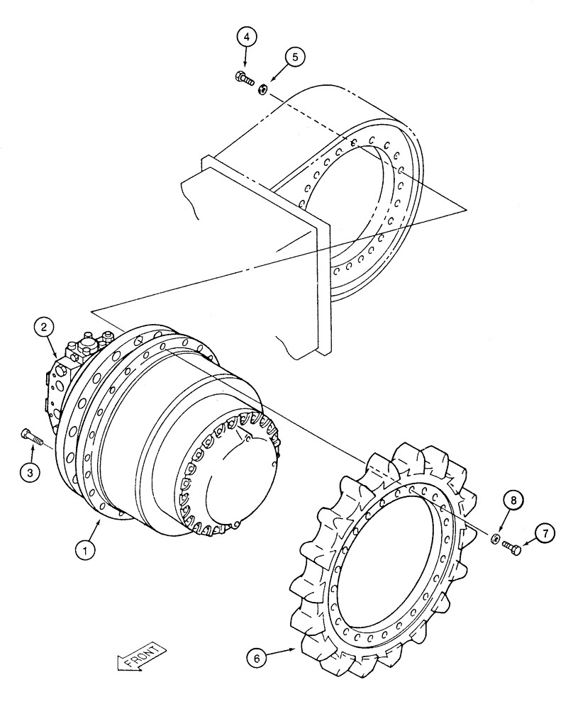 Схема запчастей Case 9050 - (6-02) - FINAL DRIVE TRANSMISSION AND TRACK DRIVE MOTOR (06) - POWER TRAIN