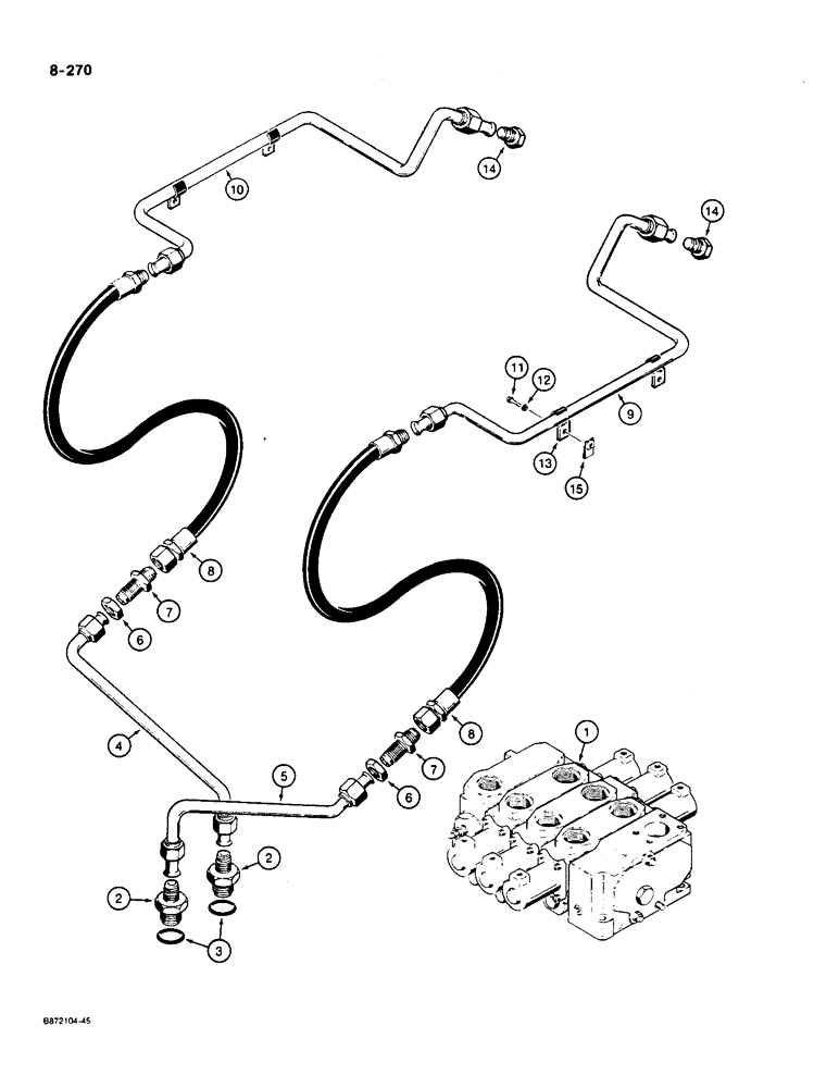 Схема запчастей Case W36 - (8-270) - LOADER AUXILIARY HYDRAULIC CIRCUIT (08) - HYDRAULICS