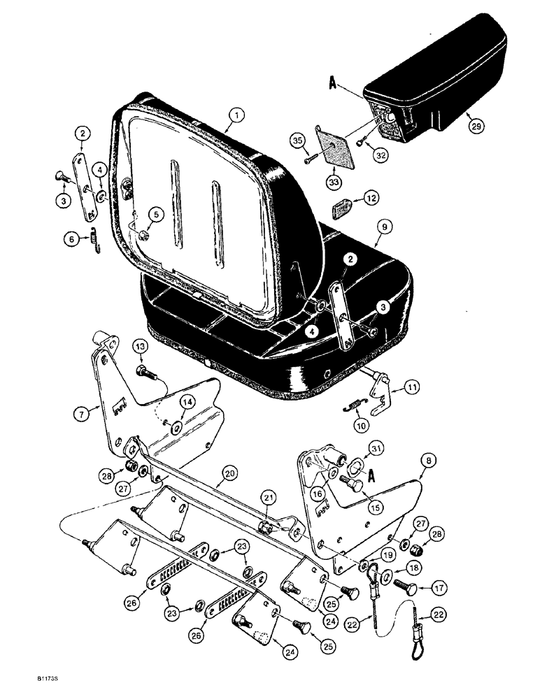 Схема запчастей Case 821B - (9-048) - SUSPENSION SEATS - BROWN (09) - CHASSIS/ATTACHMENTS