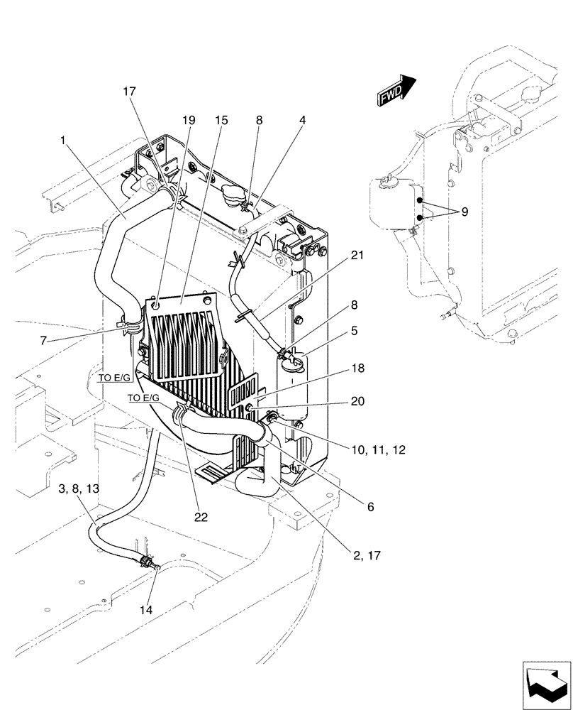 Схема запчастей Case CX50B - (01-010) - RADIATOR GROUP (10) - ENGINE