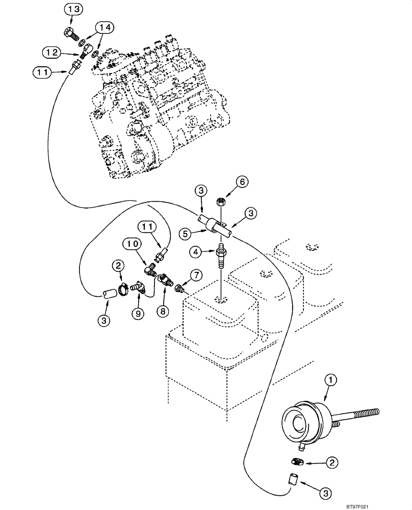 Схема запчастей Case CX130 - (03-06) - ANEROID AND WASTEGATE SYSTEM (03) - FUEL SYSTEM