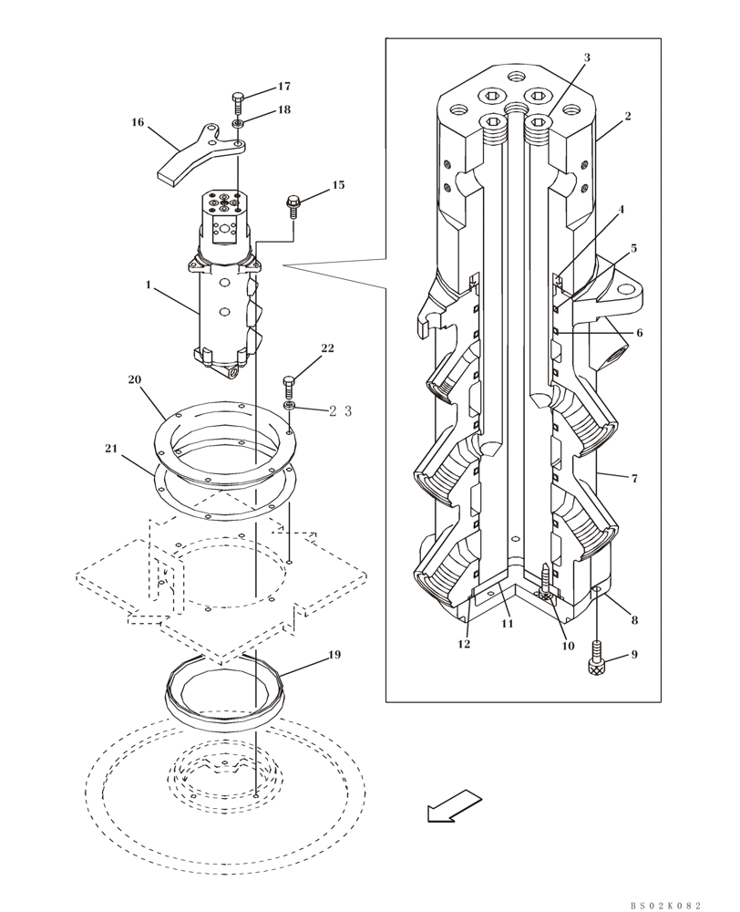 Схема запчастей Case CX350 - (07-007-00[01]) - SWING JOINT (07) - BRAKES