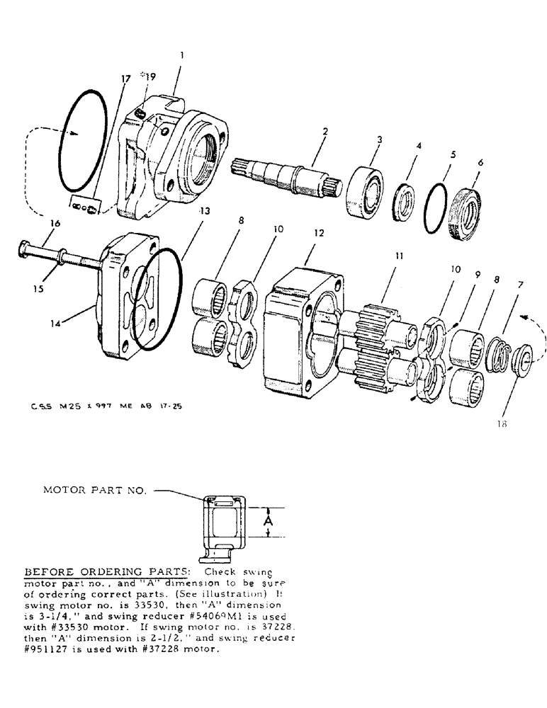 Схема запчастей Case 30YC - (047) - TURNTABLE SWING MOTOR (1-3/4" GEARS) (07) - HYDRAULIC SYSTEM
