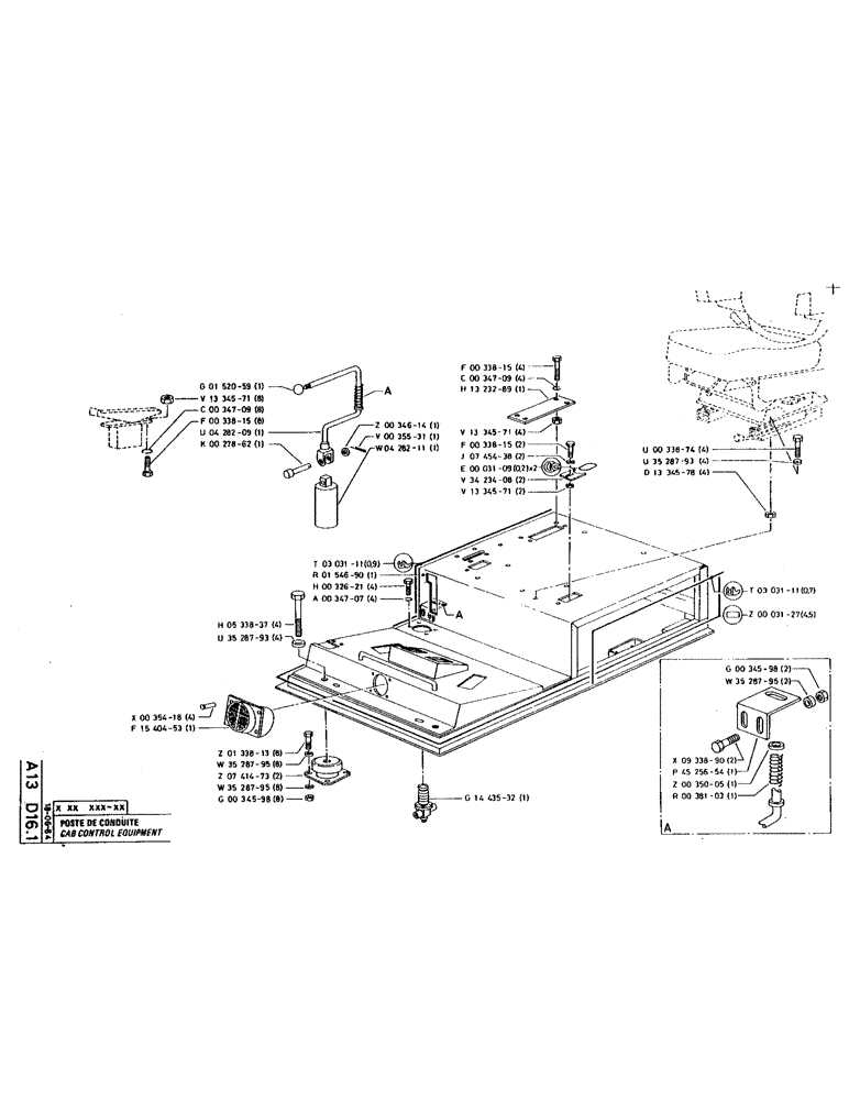 Схема запчастей Case 220 - (B-012) - CAB CONTROL EQUIPMENT (12) - Chassis/Attachments