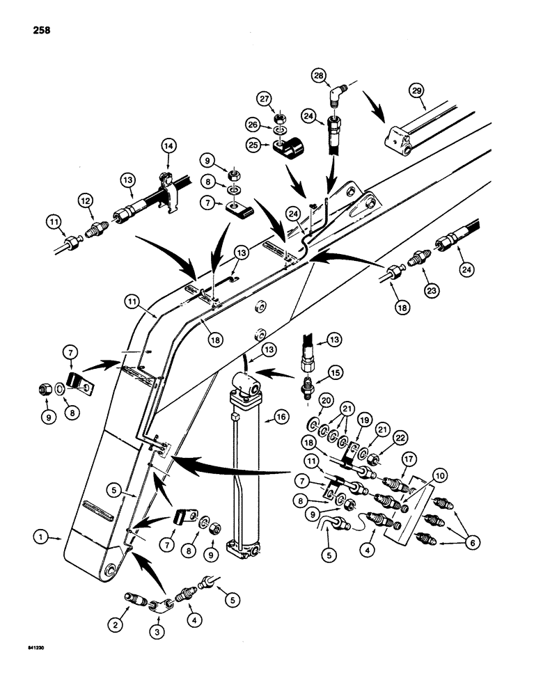 Схема запчастей Case 880D - (258) - BOOM LUBRICATION LINES (09) - BOOMS