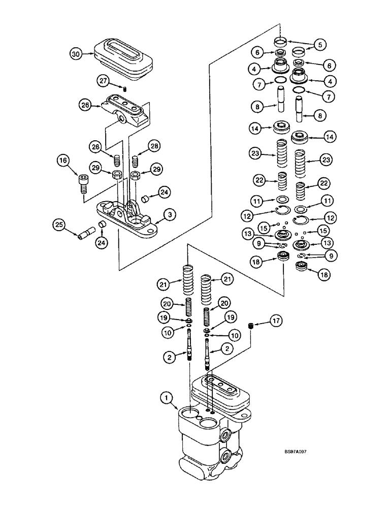 Схема запчастей Case 9040B - (8-134) - PEDAL OPERATED REMOTE CONTROL VALVE, P.I.N. DAC04#2001 AND AFTER (08) - HYDRAULICS