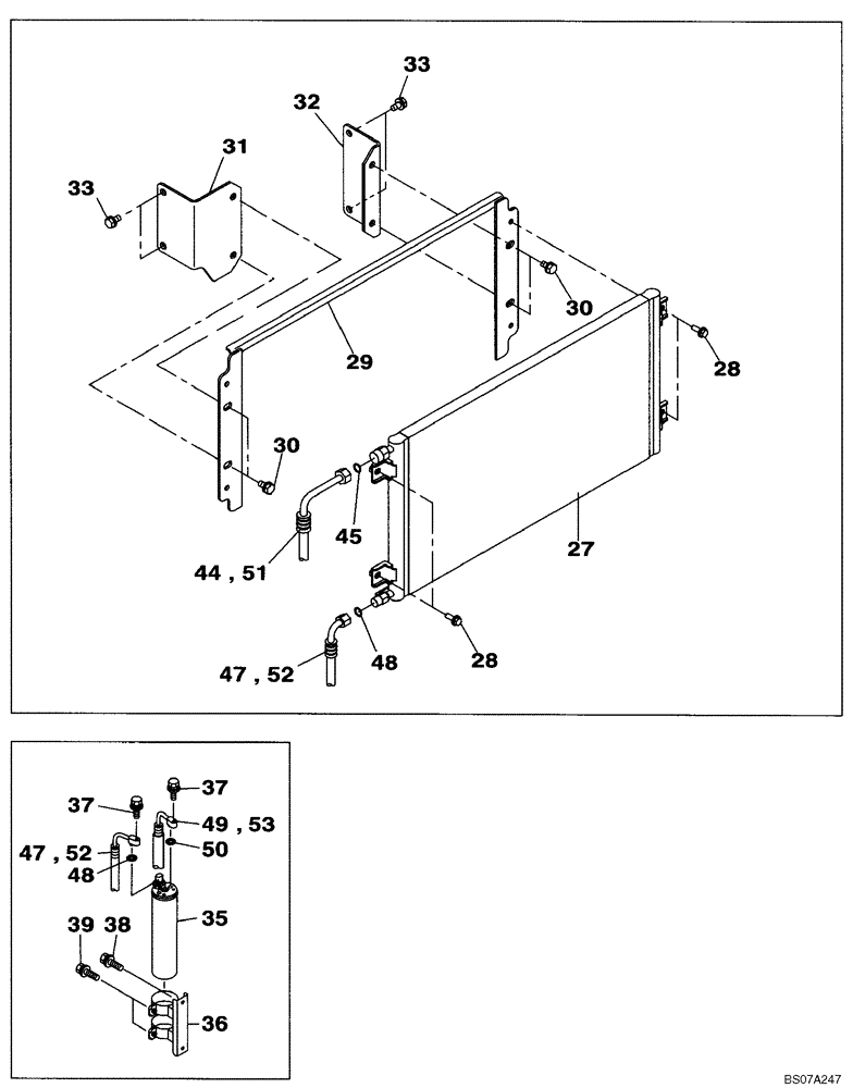 Схема запчастей Case CX160B - (09-25) - AIR CONDITIONING - CONDENSER AND RECEIVER-DRIER (09) - CHASSIS/ATTACHMENTS