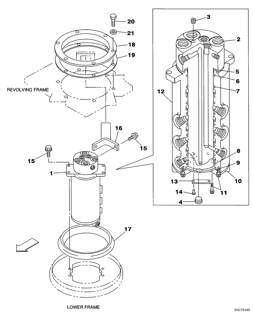 Схема запчастей Case CX130 - (08-088A) - JOINT, SWIVEL CENTER - MODELS WITH DOZER BLADE, P.I.N. DAC0713436 - (08) - HYDRAULICS