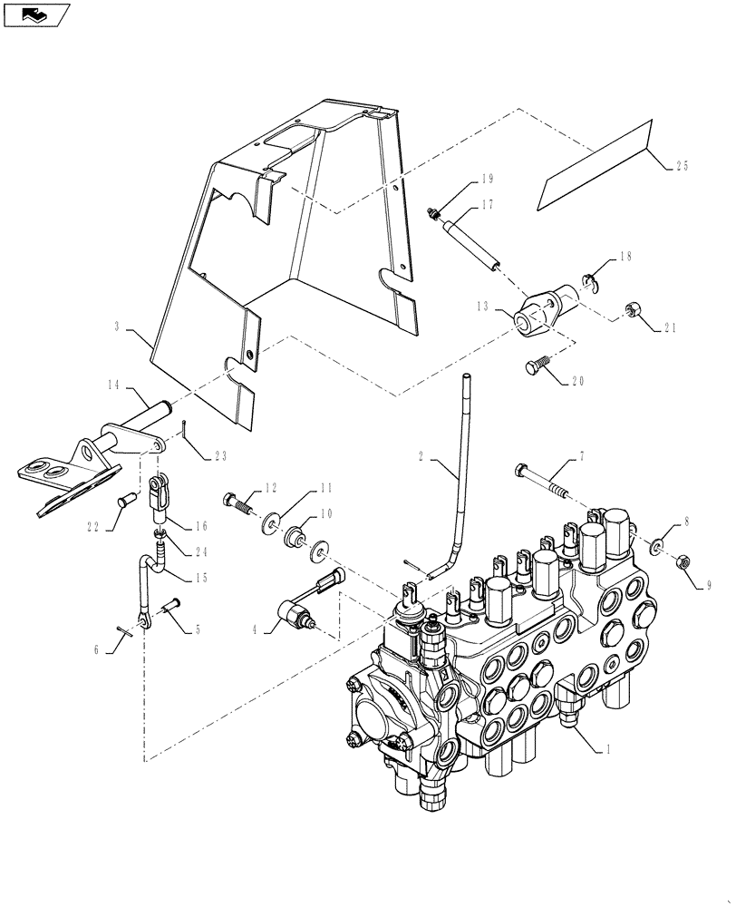 Схема запчастей Case 590SN - (35.726.19[02]) - VALVE INSTALL - BACKHOE CONTROL, 8 SPOOL (HAND SWING) (35) - HYDRAULIC SYSTEMS