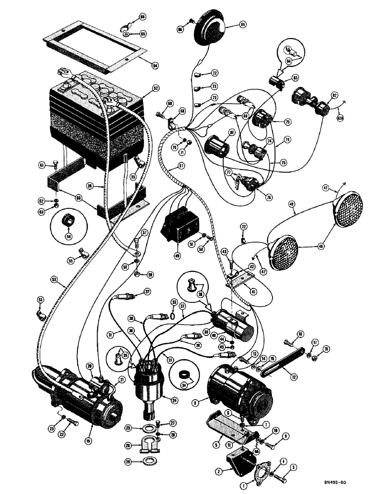 Схема запчастей Case 420C - (030) - STARTER, GENERATOR, BATTERY, AND WIRING - GAS (06) - ELECTRICAL SYSTEMS