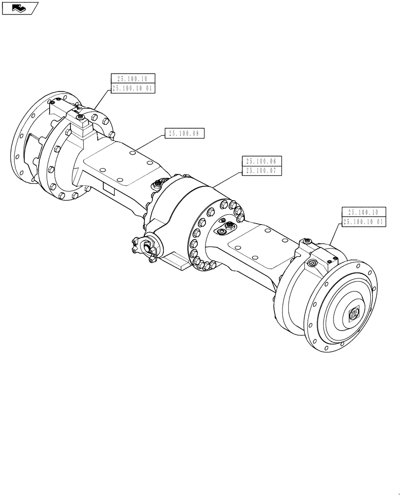 Схема запчастей Case 621F - (25.000.00) - PICTORIAL INDEX - FRONT AXLE (25) - FRONT AXLE SYSTEM