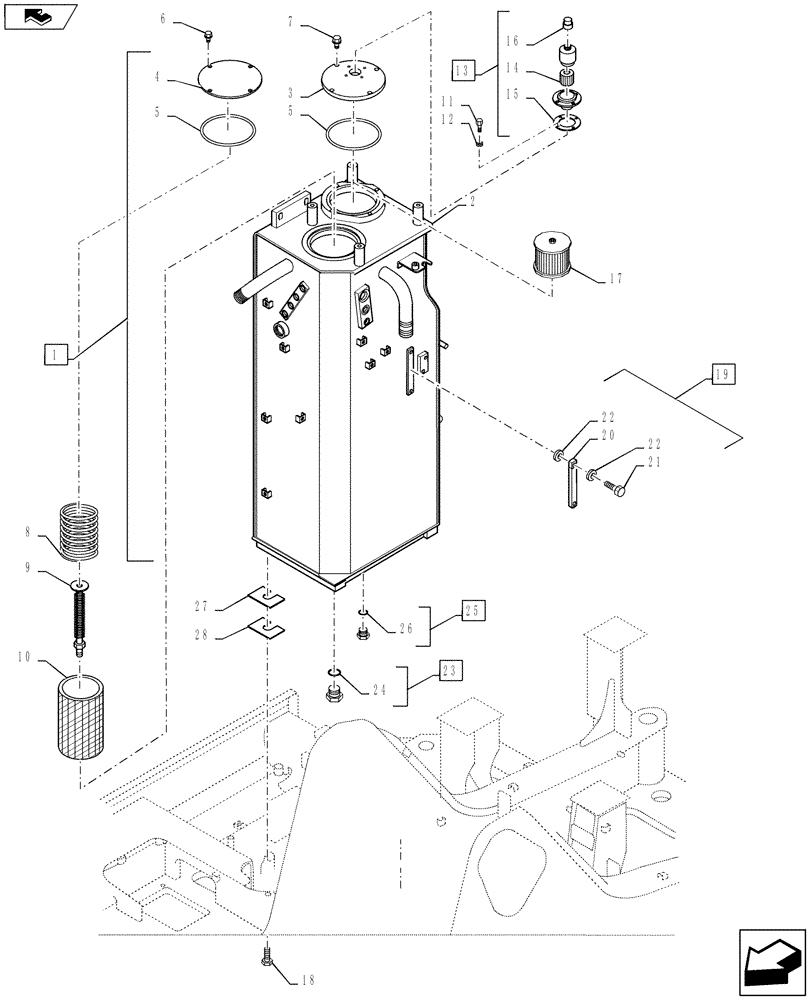 Схема запчастей Case CX235C SR - (10.001.05) - SUMP TANK (10) - ENGINE