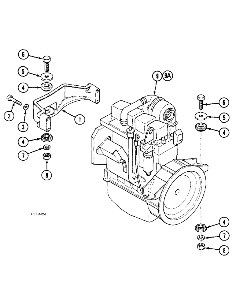 Схема запчастей Case 688BCK - (2-02) - ENGINE MOUNTING, 688D CK (120301-) (01) - ENGINE