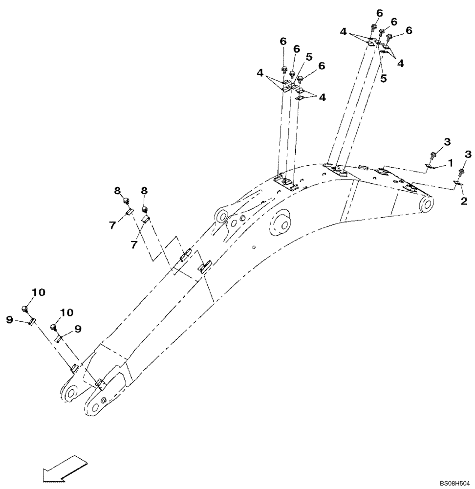 Схема запчастей Case CX470B - (09-20) - CLAMPS - BOOM (09) - CHASSIS