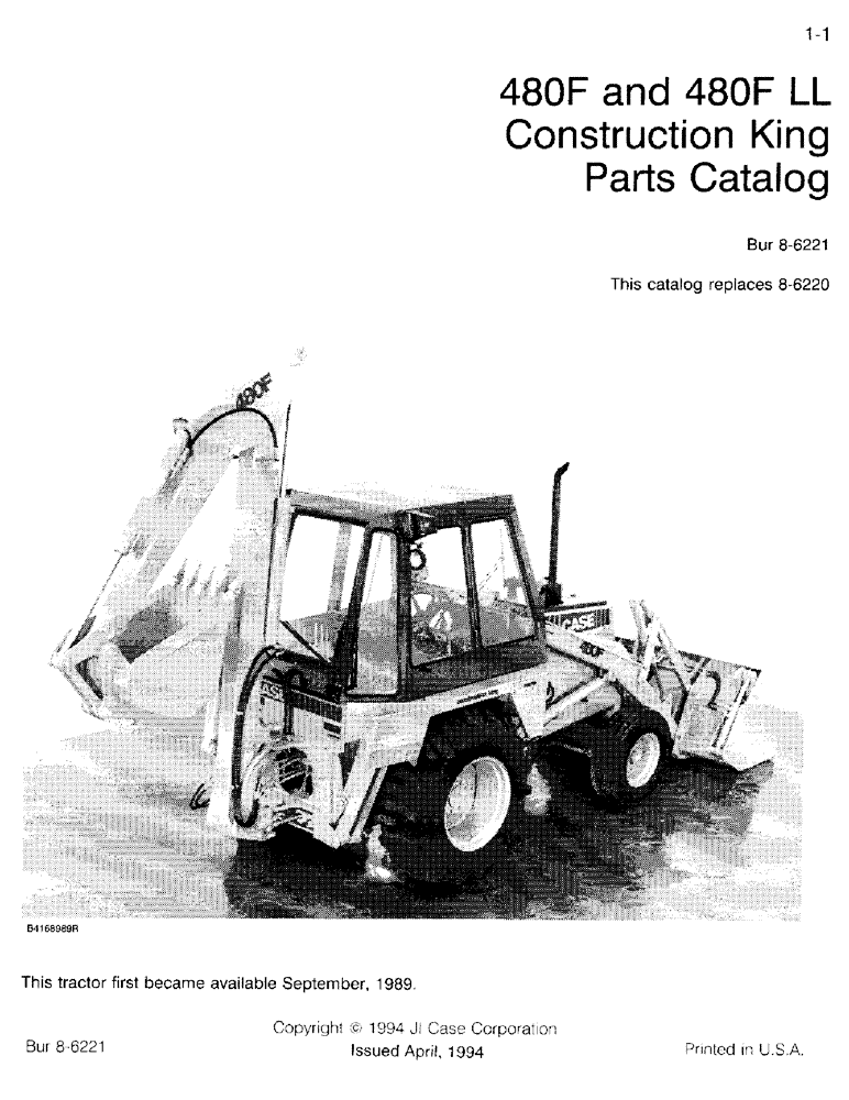 Схема запчастей Case 480F - (1-01) - 480F AND 480F LL CONSTRUCTION KING PARTS CATALOG (00) - PICTORIAL INDEX