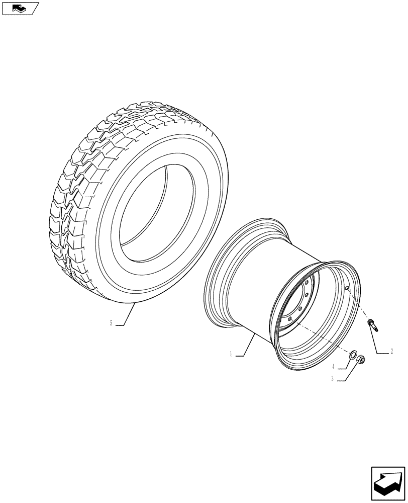 Схема запчастей Case 580SN - (44.511.01) - VAR - 9200019 - WHEELS, FRONT - TIRES - 4WD (44) - WHEELS