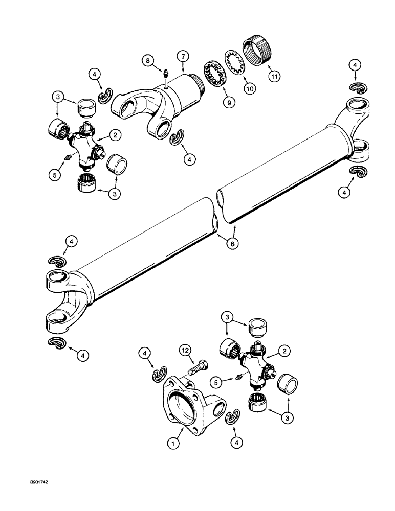 Схема запчастей Case 590 - (6-32) - 1349244C1 DRIVE SHAFT FOR FRONT DRIVE AXLE, FRONT DRIVE AXLE TO TRANSAXLE (06) - POWER TRAIN