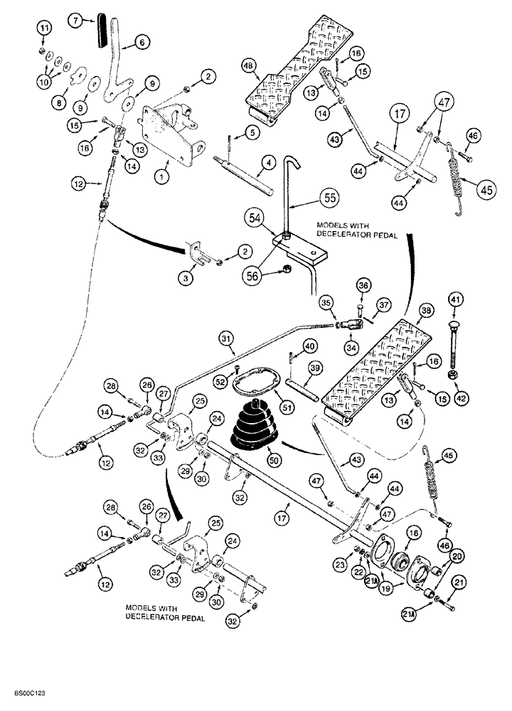 Схема запчастей Case 1150G - (3-002) - THROTTLE CONTROL LINKAGE, PRIOR TO JJG0218023 AND JJG0218024 - JJG0218478 (01) - ENGINE