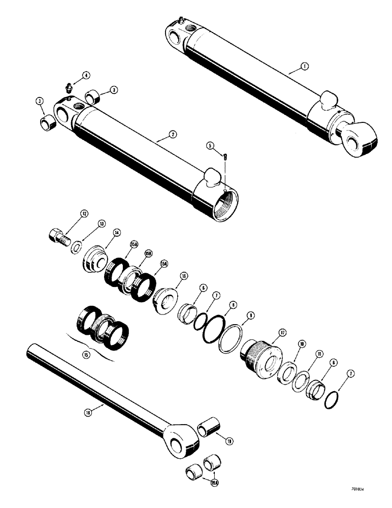 Схема запчастей Case 34 - (102) - BACKHOE STBLZR CYL.,ALL 33 BACKHOES&34 BACKHOE BEF SN 1022951,CYL. W/ FLAT SNAPIN TYP OUTR ROD WIPER 